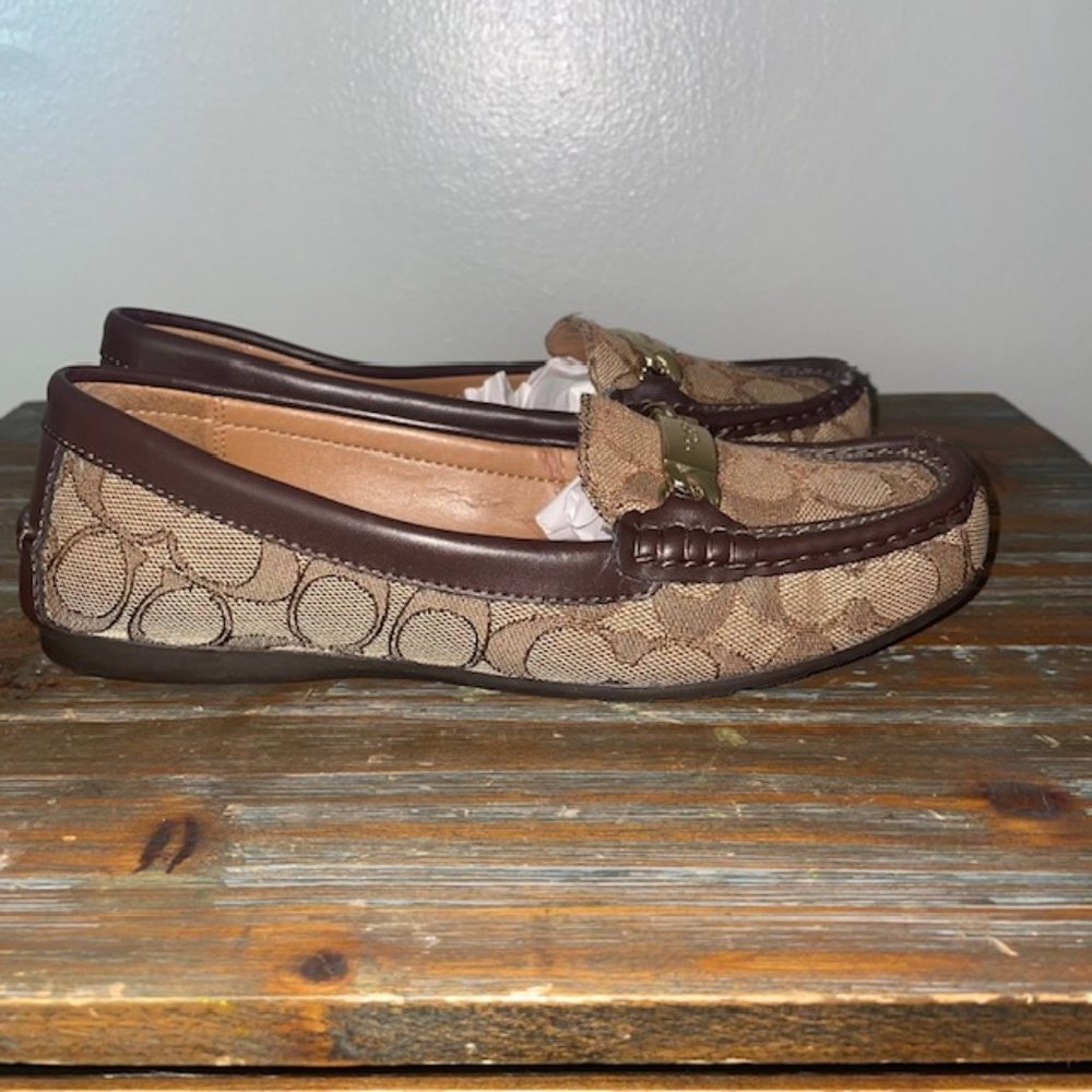 Women's Coach Signature Monogram Loafers Brown Size 6